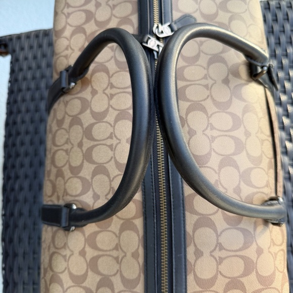 Coach Trekker Bag in Signature Canvas F77896 Tan/Black Duffle Travel Weekender - Picture 10 of 12